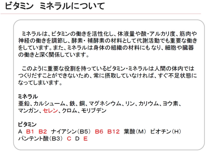 ビタミン ミネラルについて